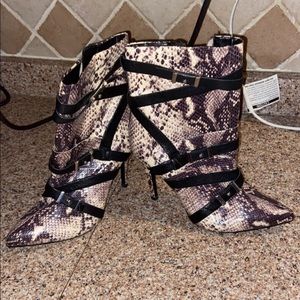 Snakeskin booties
